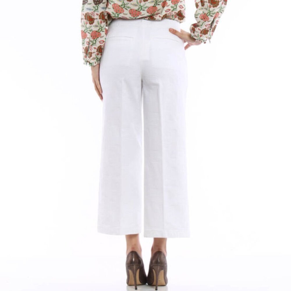 Tory Burch White Jacquard Wide Leg Crop Pant Womens 27 - Picture 2 of 13
